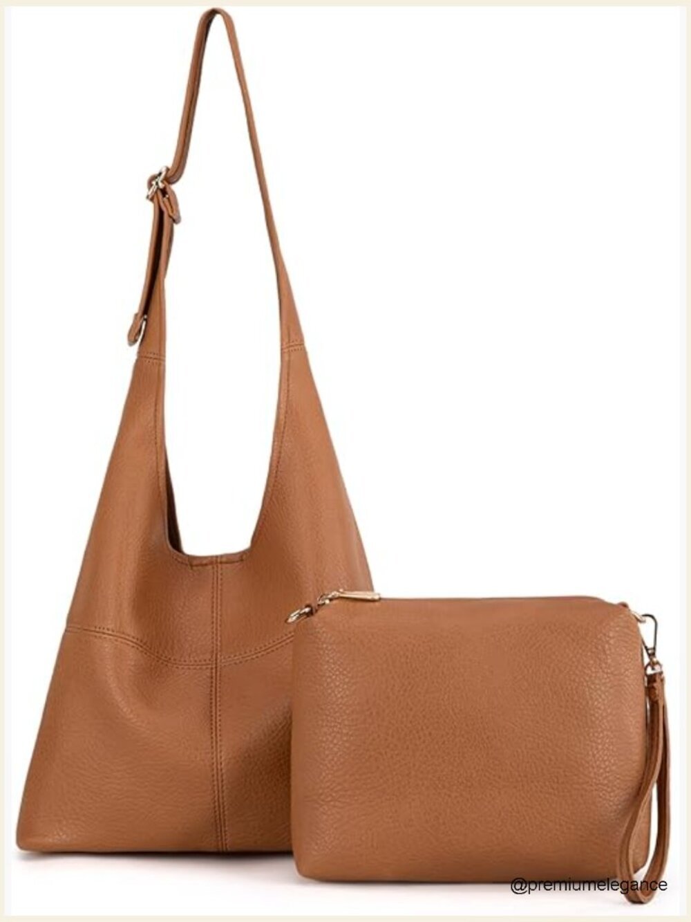 Ultra Soft Vegan Leather Slouchy Hobo Shoulder Bag with Pouch